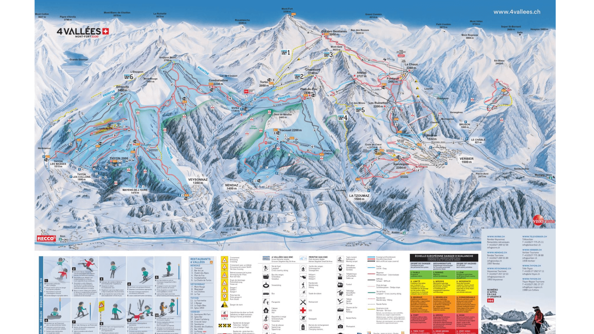 4 Vallees Ski Map And Resort Information Free Piste Map