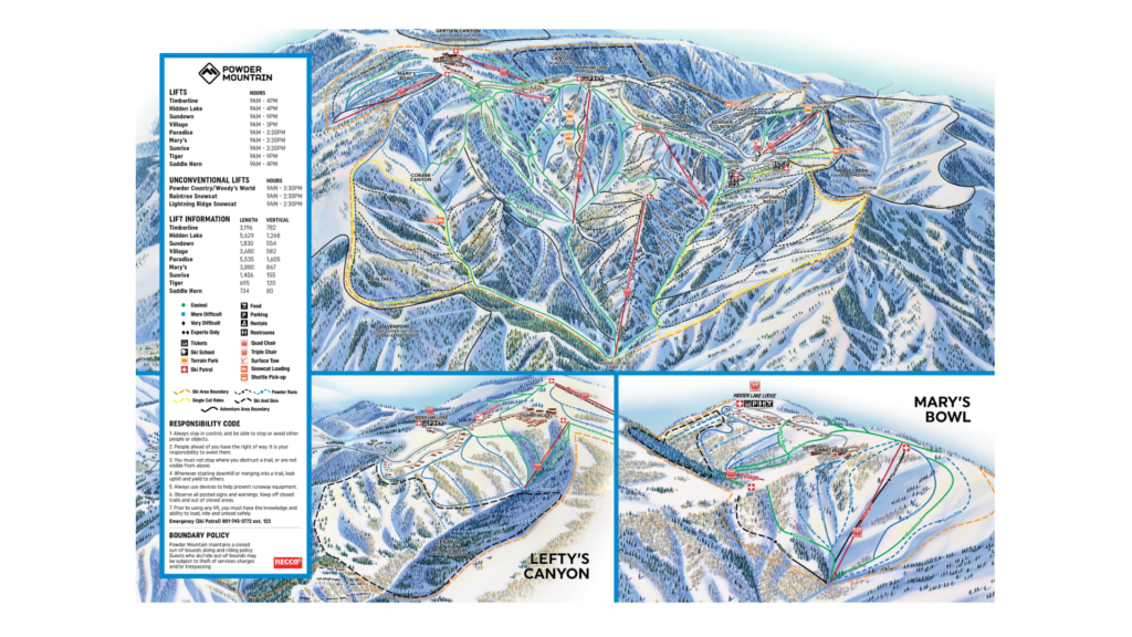 Powder Mountain Ski Map And Resort Information Free Piste Map