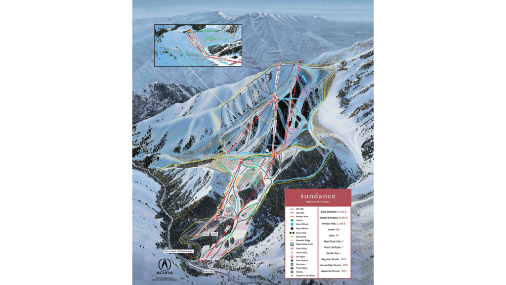 Sundance Ski Map And Resort Information - Free Piste Map