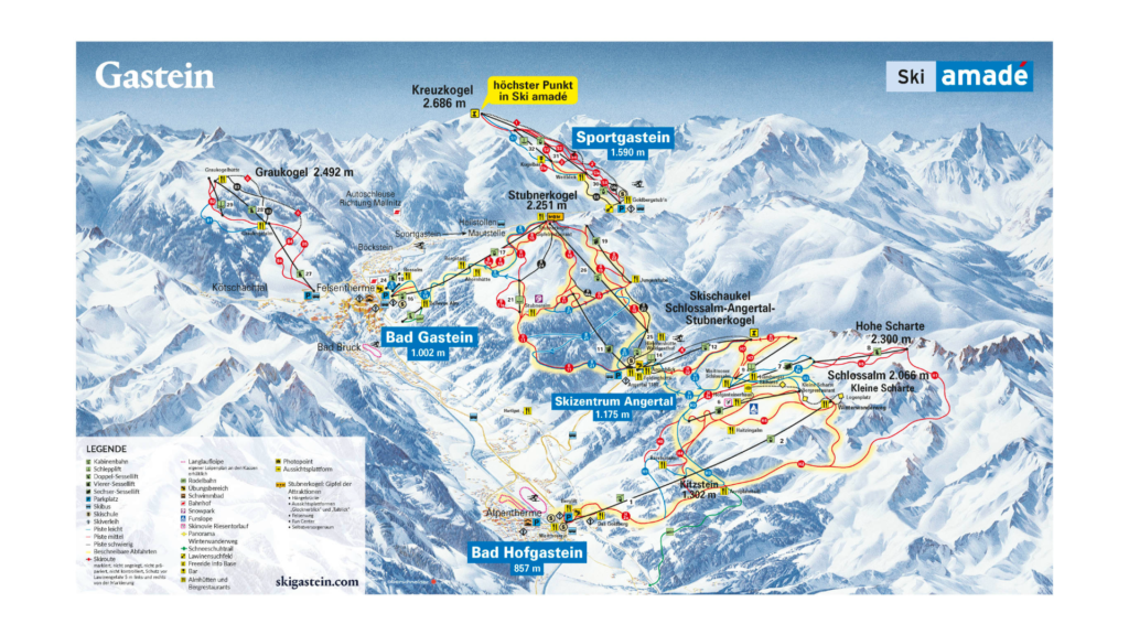 Gastein Ski Map And Resort Information - Free Piste Map